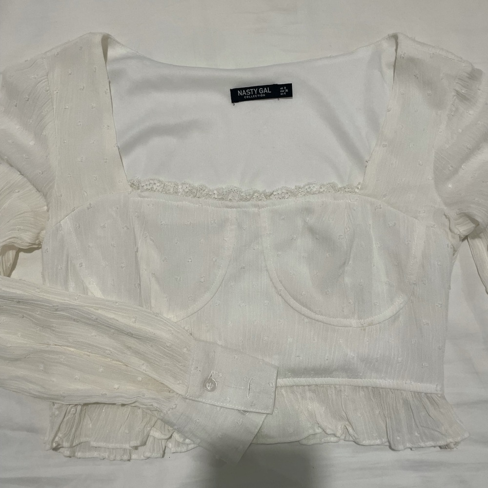 White Embroidered cropped Bustier/Blouse